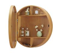 Armoires à Pharmacie avec Miroir, Armoire de Salle de Bain Ronde, Armoire de Toilette Murale avec Miroir, étagères de Rangement coulissantes en Bois Massif pour Meubles de Chambre/Salle de b