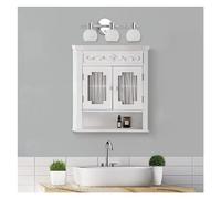Armoires à Pharmacie pour Salle de Bain Armoire Murale en Bois Amovible, Portes doublées de Draperies, Organisateur d'étagère de Rangement de Salle de Bain Blanche Armoire de Salle de Bain Murale