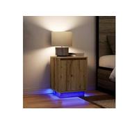 Armoires de chevet lumières LED 2pcs chêne artisanal 38x34x50cm, table d'appoint, armoire de lit, table d'appoint 861282