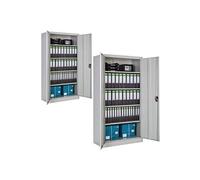 Lot de 2 armoires métallique à dossiers 5 niveaux 180x90x40cm - gris