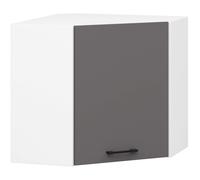 Armoires de cuisine AKORD d'angle haut W60 OLIWIA Blanc 60 cm 1 porte façade Gris Graphite 2 étagères 60x30x58 cm