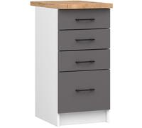 Armoires de cuisine basse AKORD S40 OLIWIA Blanc 40 cm 4 tiroirs façade Gris Graphite 40x46x85 cm