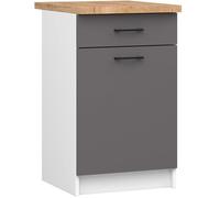Armoires de cuisine basse AKORD S50 OLIWIA Blanc 50 cm 1 porte 1 tiroir façade Gris Graphite 2 étagères 50x46x85 cm