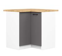 Armoires de cuisine basse AKORD S90 d'angle OLIWIA Blanc 90 cm 2 portes façade Gris Graphite 2 étagères 90x46x85 cm