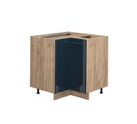 Meuble d'angle bas de cuisine Fame-Line, 80.5 cm sans plan de travail, Bleu foncé brillant, Vicco