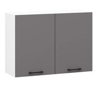 Armoires de cuisine haut AKORD W80 OLIWIA Blanc 80 cm 2 portes façade Gris Graphite 2 étagères 80x30x58 cm