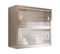 Armoires de cuisine murales en acier inoxydable avec portes coulissantes en acrylique, gain de place, rangement multi-usage pour salle de bain, garage, restaurant, buanderie (120 x 35 x 70 cm)