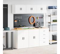vidaXL Armoires de Garage 6 pcs Blanc Bois d'ingénierie, Armoire de Rangement de Garage, Armoire de Rangement, établi de Garage, Armoire à Outils