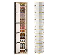 Armoires de rangement à chaussures Couloir Slim Armoires armoires de placards minces , 360 ° rangement de chaussures en métal rotatif pour armoire à chaussures debout en coin avec grande capacité