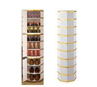 Armoires de rangement à chaussures Couloir Slim Armoires armoires de placards minces , 360 ° rangement de chaussures en métal rotatif pour armoire à chaussures debout en coin avec grande capacité