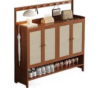 Armoires de rangement à chaussures Houmway Slim Armotboards Armoires Halways Slimline , Armoire de rangement à chaussures en bambou avec compartiment caché et crochets pour l'entrée Nization