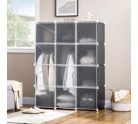 Armoires de rangement HOMCOM DIY avec étagères cubes barre de penderie en PP design moderne noir + blanc 110 cm