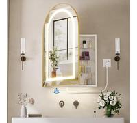 Armoires de Salle de Bain avec Miroir et LED Éclairage, 3 Températures de Couleur Armoire Miroir de Salle de Bain à Intensité Variable avec Capteur et Anti-Buée, 2 AC 3 USB Blanc Mural 60x16x90cm