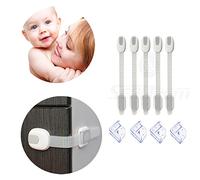 Armoires de sécurité pour enfant Verrouille avec sécurité renforts d'angle - Bretelles réglables bébé verrous de sécurité adhésif loquets de meubles pour bébé Épreuvage Armoires Porte meubles tiroirs réfrigérateur Abattant de WC utilise facile à installer