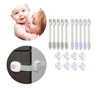 Armoires de sécurité pour enfant Verrouille avec sécurité renforts d'angle - Bretelles réglables bébé verrous de sécurité adhésif loquets de meubles pour bébé Épreuvage Armoires Porte meubles tiroirs réfrigérateur Abattant de WC utilise facile à installer