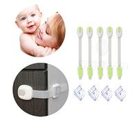 Armoires de sécurité pour enfant Verrouille avec sécurité renforts d'angle - Bretelles réglables bébé verrous de sécurité adhésif loquets de meubles pour bébé Épreuvage Armoires Porte meubles tiroirs réfrigérateur Abattant de WC utilise facile à installer