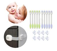 Armoires de sécurité pour enfant Verrouille avec sécurité renforts d'angle - Bretelles réglables bébé verrous de sécurité adhésif loquets de meubles pour bébé Épreuvage Armoires Porte meubles tiroirs réfrigérateur Abattant de WC utilise facile à installer