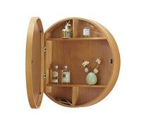 Armoires de Toilette Miroir de Salle de Bain avec étagère Toilette Maquillage Dressing Miroir de Salle de Bain Rond Tenture Murale (Color : Yellow, Size : 60 * 60 * 13cm)