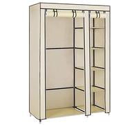 Armoires en tissu pour vêtements, penderie avec tiges, armoire portable, résistante à la poussière, étagère de rangement, chambre, studio Beige 110 x 45 x 175 cm