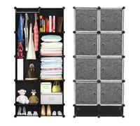 Armoires Etagères Plastiques - Penderie Plastiques - Meuble Rangement 10 Cubes - 76cm*37cm*167cm -DIANWAA