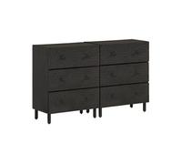 Vidaxl Armoires Latérales 2pcs Noir 60x33x75cm Bois Massif De Manguier Marron