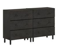 Vidaxl Armoires Latérales 2pcs Noir 60x33x75cm Bois Massif De Manguier Marron