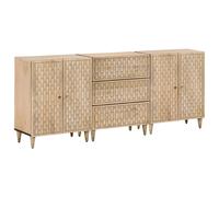 Vidaxl Armoires Latérales 3 Pcs 60x33x75 Cm Bois Massif De Manguier Marron