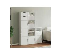 Armoires latérales 5 pcs ODDA blanc 40x24x79 cm bois massif pin