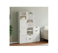 vidaXL Armoires latérales 5 pcs ODDA Blanc 40x24x79 cm Bois Massif pin, Armoire, Buffet, Meuble de Rangement de Cuisine, Meuble de Rangement