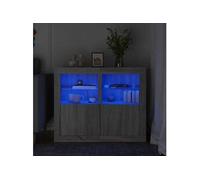 vidaXL Armoires latérales et lumières LED 2 pcs sonoma gris