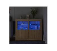 vidaXL Armoires latérales et lumières LED 2 pcs chêne sonoma836635 Chêne sonoma G