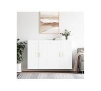 Armoires murales 2 pcs blanc bois d'ingénierie, armoire, armoire suspendue, armoire latérale, armoire de rangement, armoire murale suspendue