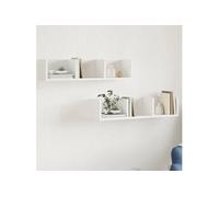Vidaxl Armoires Murales 2 Pcs Blanc 75x18x16,5 Cm Bois D'ingénierie Multicolore