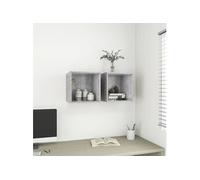 Vidaxl Armoires Murales 2 Pcs Gris Béton 37x37x37 Cm Aggloméré Gris