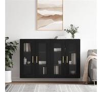Vidaxl Armoires Murales 2 Pcs Noir Bois D'ingénierie Marron