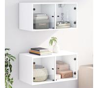 Vidaxl Armoires Murales Avec Portes En Verre 2 Pcs Blanc 68,5x37x35 Cm Multicolore