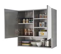 Armoires murales de cuisine, armoires de rangement en acier inoxydable avec étagères réglables, salon, salle de bain, garage, bureau, balcon, placard mural flottant, organisateur d'ustensiles de
