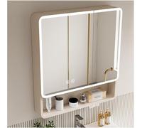 Armoires murales de Salle de Bain, Armoire de Miroir de Salle de Bain avec éclairage, Armoire de Salle de Bain à Double Porte, Armoire de Toilette Murale de Salle de Bain, avec LED et Prise,