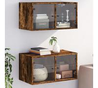 Armoires Murales Portes Vitrées 2 pcs Suspendu Rangement Chêne Sonoma vidaXL