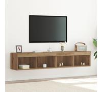 Armoires Murales Pour Tv Vidaxl Avec Éclairage Led 2 Pcs Chêne Artisan 80x30x30 Cm