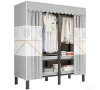 Armoires Pliable avec Tringle,Garde-Robe De Maison,Penderie Support,Armoires De Chambre À Coucher,Grande Garde-Robe Permettant De Gagner De l'espace,Porte-Vêtements avec Housse(Gray1,85cm/33.5in)