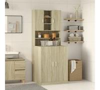 vidaXL Armoires pour machine à laver 2 pcs Chêne Sonoma bois ingénierie Beige G