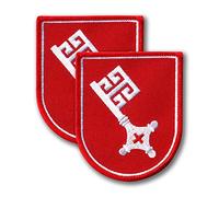 Armoiries de Brême - Lot de 2 - Forme de bouclier - Brodé / Patch / Badge / Emblème - 6,6 x 7,9 cm (6,7 x 8,0 cm) - À repasser ou à coudre