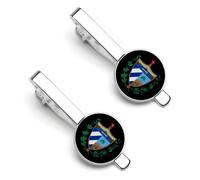 Armoiries de Cuba1 Pince à cravate humoristique argentée pour homme, idéale pour les affaires, un anniversaire ou un mariage (lot de 2)