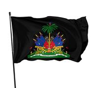 Armoiries du drapeau d'Haïti 3x5 pieds, couleurs vives et résistant aux UV, drapeaux muraux, bannières pour l'extérieur et l'intérieur