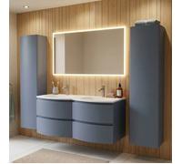 ARMONIA Meuble double vasque encastrée L. 140 cm Bleu-Mer + 2 colonnes murales