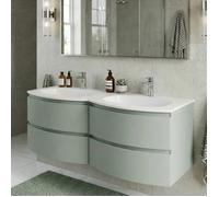 ARMONIA Meuble double vasque encastrée L. 140 cm Vert sauge (sans colonne)