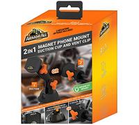 Armor All Support de téléphone magnétique 2 en 1, 3 options d'installation : tableau de bord/pare-brise/grille d'aération, pivote jusqu'à 360 degrés pour un angle idéal, clip de cordon pour câble de