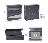Armor E6905 Boîte Aux Lettres Individuelle Acier & Acier Inoxydable Avec Porte-journaux, Taille M (format A4), Boîte Aux Lettres Design, Couvercle De Protection, Support Journaux, Gris Et Inox - Arreg