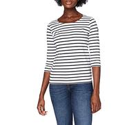 Armor Lux Femme Marinière "Cap Coz" Femme T shirt, Blanc/Rich Navy, XS EU